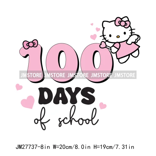 Cartton Animal Happy In My 100 Days Of School Era Books Teacher DTF Iron On Transfers Stickers Ready To Press For T-shirts Bags