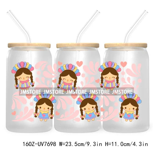 Latina Girl Power Mexican Culture 16OZ UV DTF Cup Wrap Transfers Stickers For Libbey Glass Can Cups Tumbler Waterproof Craft