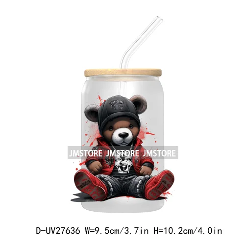 Hip Hop Urban Graffiti Teddy Bear UV DTF Transfer Stickers Decals For Libbey Cold Cups Mugs Tumbler Waterproof Trendy Bears Doll