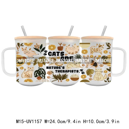 Dog Mom Club UV DTF Glass Can Wrap For 15OZ Mug Coffee Cup Transfer Stickers DIY Custom Logo Labels Cat Paw Affirmations