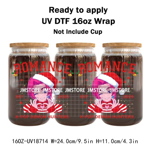 Demon Hunters Kpop Christmas Party UV DTF Stickers Ready To Apply Cup Wrap Durable Custom Prints DIY Craft For Libbey Can Glass