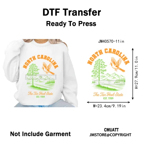 Funny US States Slogan Vacation Scenic Citycape Landmark Iron on DTF Washable Transfers Stickers Ready to Press for Textile Bags