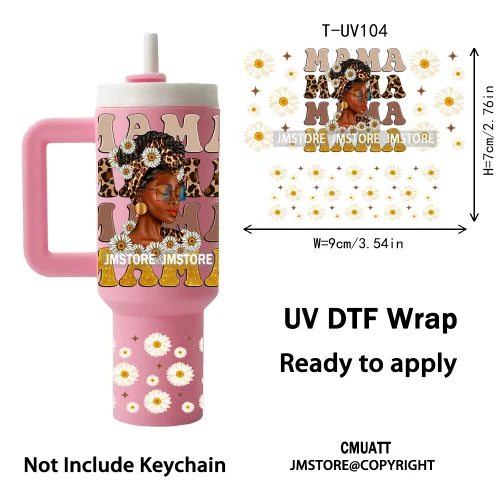 Black Mom Queen Afro African Custom UV DTF Stickers Print Tumbler Wraps Ready to Transfer Waterproof For Mini Tumbler Keychain