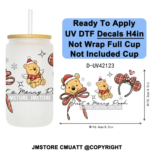 Spooky Halloween Mouse Ears Cartoon Character UV DTF Transfer Sticker Decals Ready To Apply Waterproof For 16OZ Libbey Glass Can