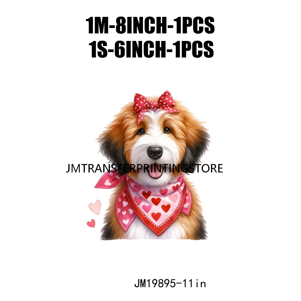 Puppy Valentine's Day Animal Love Cute Dog Heat Press Iron On DTF Heat Transfers Stickers Ready To Press For Shirts