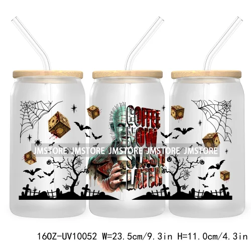 Trendy Horror Movies Character 16OZ UV Cup Wrap DTF Transfer Stickers For Libbey Glass Can Cups Tumbler Coffee Now Slash Later