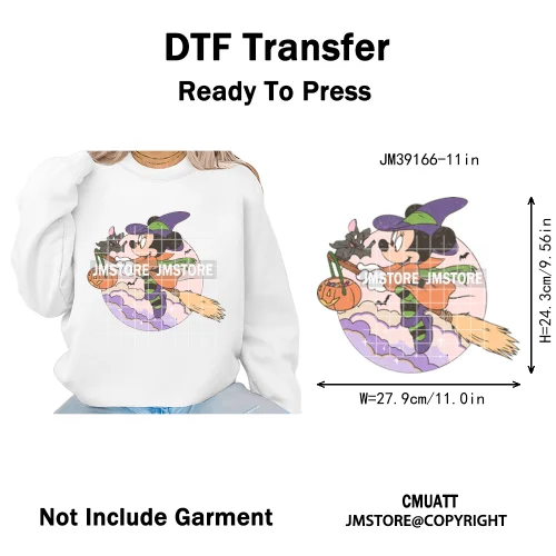 Happy Halloween Cartoon Movie Character Pumpkin Spooky Vibes Iron on DTF Washable Transfers Stickers Ready to Press for Clothing