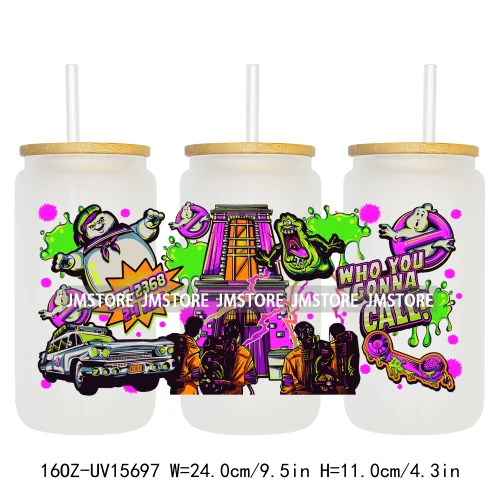 Hot Ghoul Summer Spooky Halloween 16OZ UV DTF Cup Wraps Ready To Apply Waterproof Transfer Stickers For Libbey Glass Can Tumbler