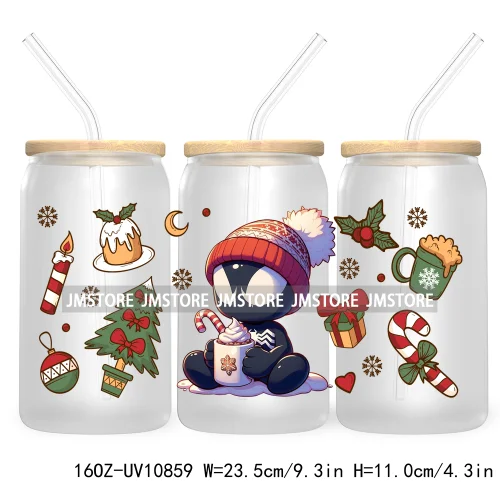 Christmas Movie Killer UV DTF Cup Wrap For Libbey Glass Can Transfer Stickers Waterproof Custom Labels Scary Horror Friends