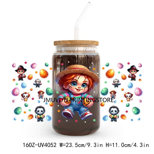 Cute Cartoon Girl With Egg UV DTF Sticker For 16OZ Libbey Glass Cup Can Wrap Transfer Sticker Custom Print DIY Logo Easter Vibes