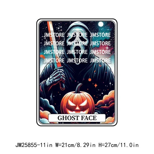 New Halloween Trickster Killer Scary Characters Tarot Cards Thermal Logos DTF Iron On Heat Press Transfers Stickers For Clothes