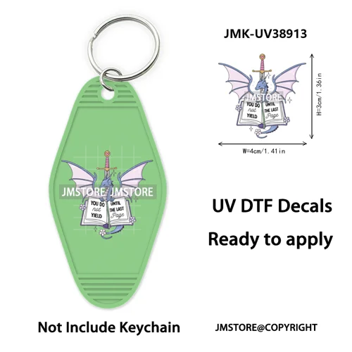 Reading Book Animals Mental Health UV DTF Motel Keychain Wraps Ready To Apply Waterproof High Quality Hotel Keychain Decals