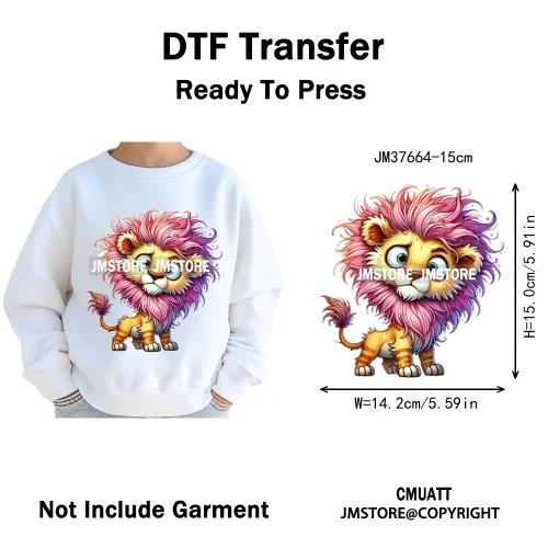 15cm 5.9in Kid Cute Silly Baby Pet Animal Iron On DTF Heat Transfer Sticker For Clothes Vinyl Thermal Washable T-Shirts Decals