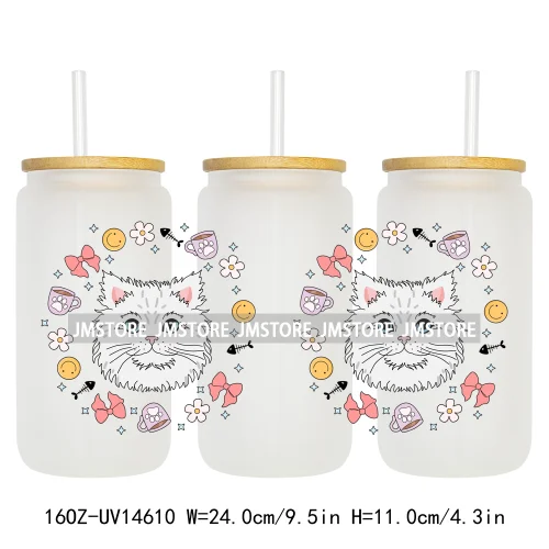 Coquette Bow Cat Dog Mom UV DTF Stickers Ready to Transfer Cup Wrap Custom Labels DIY Craft For Libbey Can Glass Tumblers Mugs