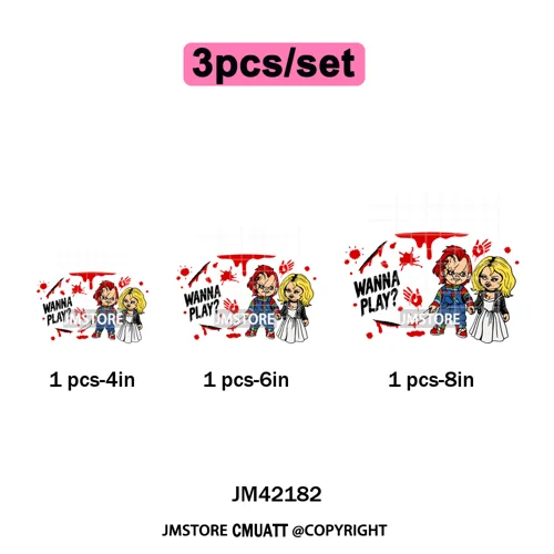 See You In Hell Scary Movie True Love Couple Halloween Season Iron on DTF Washable Transfers Stickers Ready to Press for Textile