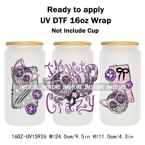 Halloween Girls Horror Movie Friends 16OZ UV DTF Cup Wrap Ready To Apply Waterproof Transfer Stickers For Libbey Glass Can Mugs