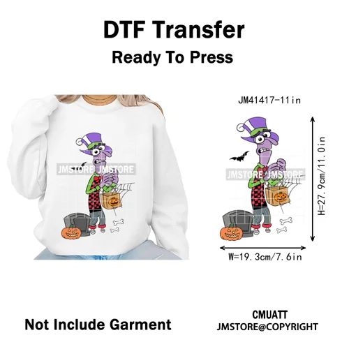 Funny Cartoon Movie Character Halloween Pumpkin Coquette Iron on DTF Washable Heat Transfer Stickers Ready to Press for Clothes