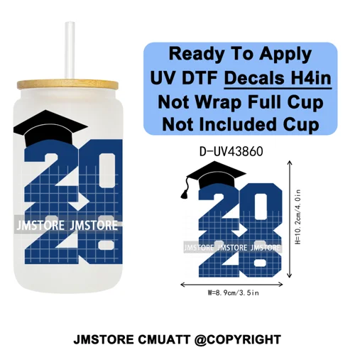 Graduation Crew 2026 Senior UV DTF Transfer Stickers Decals Ready To Apply Good Quality Prints For Libbey Cold Cup Mug Bottle