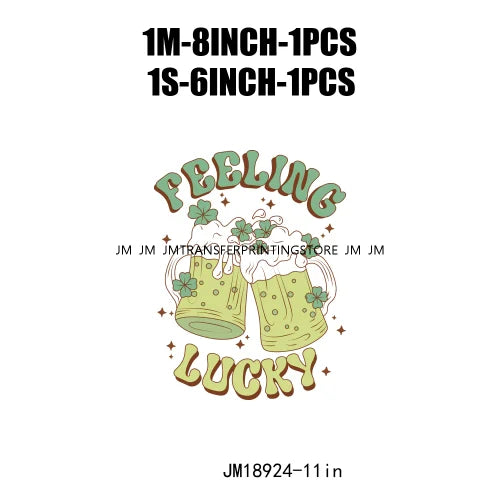 Happy St Patrick's Irish Day Lucky Vibes Shamrock And Roll Wish DTF Heat Transfers Stickers Printing Ready To Press For Clothing
