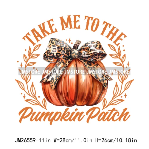 Fall Floral Coquette Bow Religious Jesus Autumn Girly Take Me To Pumpkin Patch DTF Iron On Transfers Stickers For T-shirt Bags