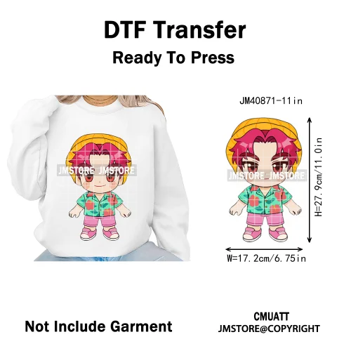 Cartoon Girl Group Boy Band Music Fans Anime Lover Soda Pop Iron on DTF Washable Transfers Stickers Ready to Press for T-shirts