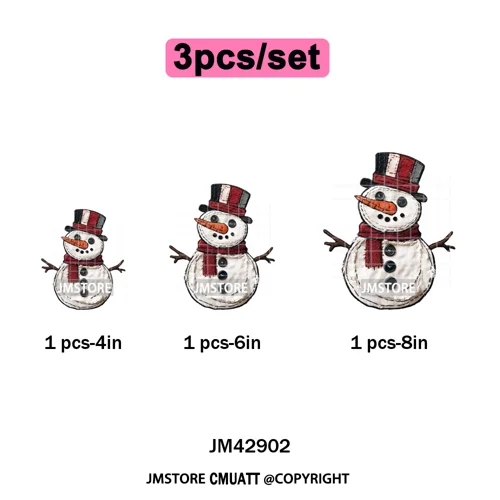 Preppy Faux Yarn Santa Tree Reindeer Cow Christmas Season Iron on DTF Washable Transfers Stickers Ready to Press for Clothing