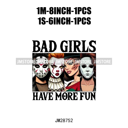 Cool Thug Life Horror Character Friends Scary Halloween Vibes Iron On DTF Transfer Stickers Ready To Press For Sweatshirt Bags