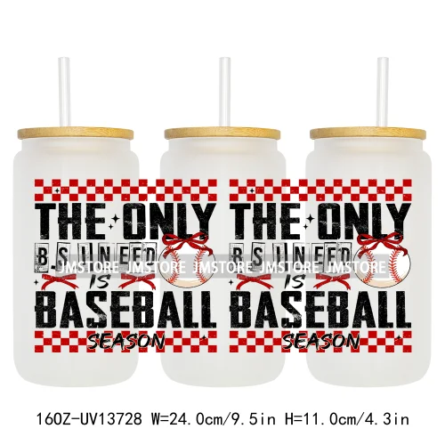 Coquette Baseball Mama Game Day 16OZ UV DTF Cup Wraps Ready To Apply Waterproof Transfer Stickers For Libbey Glass Can Tumbler