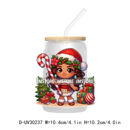 Princess Christmas Cartoon Friends UV DTF Transfer Stickers Decals For Libbey Cold Cups Mugs Tumbler High Quality Xmas Gift Tree