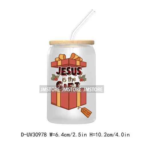 Jesus Christian Religious Christmas Faith Bible Verse UV Sticker Decals For Libbey Cold Cups Mugs Tumbler Transfer Stickers Logo