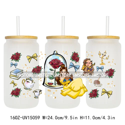 Princess Cartoon Magical Mirror Bow UV DTF Stickers Ready to Transfer Cup Wrap Custom Labels For Libbey Can Glass Tumblers Mugs