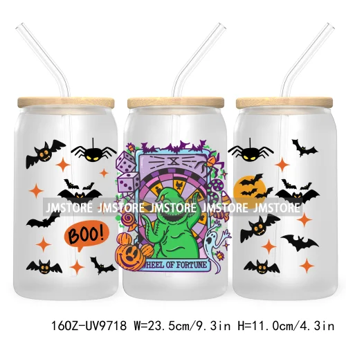 Halloween Double Trouble UV DTF Sticker For 16OZ Libbey Glass Cup Can Wrap Horror Princess Transfer Printing Custom Labels Logo