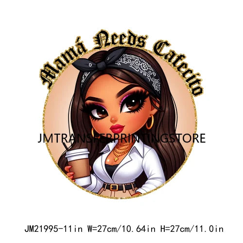 Funny Latina Chicano Mama Sayings Design Washable Chibi Women Style Mother DTF Transfer Stickers Ready To Press For T-shirts Bag