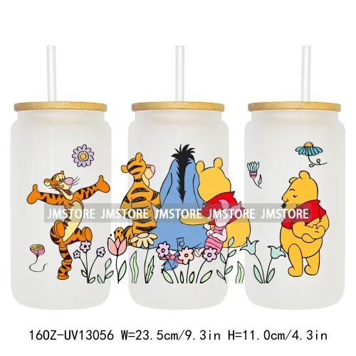 Lovely Cartoon Bear Characters 16OZ UV DTF Cup Wraps Ready To Apply Waterproof Transfer Stickers For Libbey Glass Can Tumbler