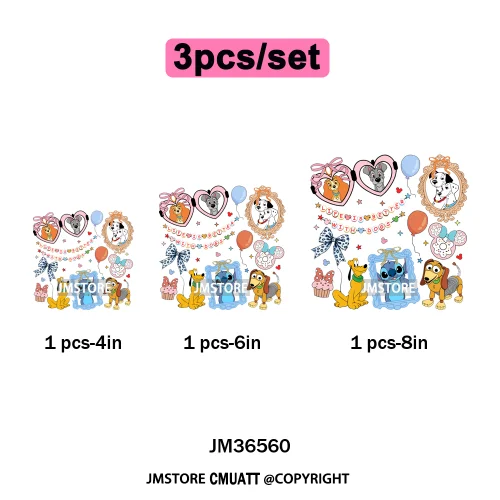 Colorful Animal Coquette Mirror Bracelet Cartoon Character Printing Iron On DTF Transfers Stickers Ready To Press T-shirts Bags