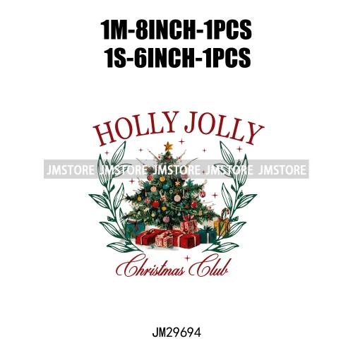 New Christmas Santa Social Club Coquette Western Boots Jolly Holiday Season Logos Iron On DTF Heat Transfer Stickers For Hoodies