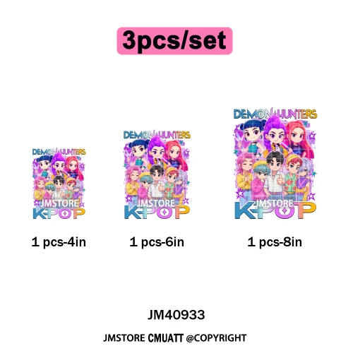 Cartoon Girl Dinner Kpop Merch Idol Band Group Music Movie Iron on DTF Washable Transfers Stickers Ready to Press for Textile