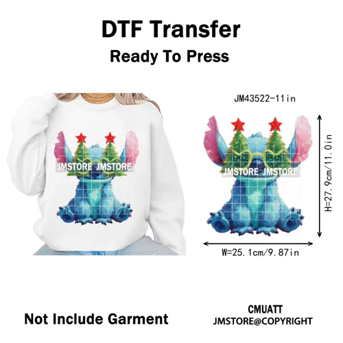 Cute Cartoon Characters Merry Christmas Holiday Gifts Xmas Iron on Washable DTF Heat Transfer Sticker Ready to Press for Clothes