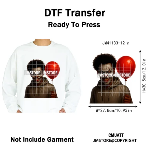 Halloween Spooky Afro Dad Scary Movie Smoking Character Costume Design Iron on DTF Transfer Stickers Ready to Press for Clothing