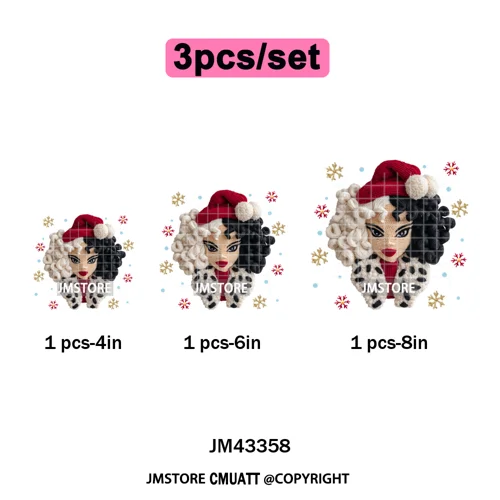 Cute Faux Knitting Yarn Princess Cartoon Character Christmas Holiday Iron on DTF Transfers Stickers Ready to Press for Hoodies