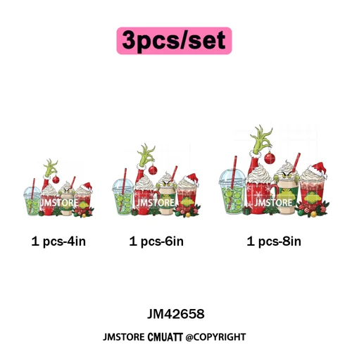 Ho Ho Ho Christmas Coquette Gifts Santa Cartoon Characters Iron on DTF Washable Transfers Stickers Ready to Press for Clothing