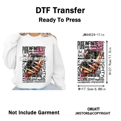 Afro Girls Prayer Jesus Faith Love Magic Christian Women Iron on Washable DTF Heat Transfers Stickers Ready to Press for Clothes