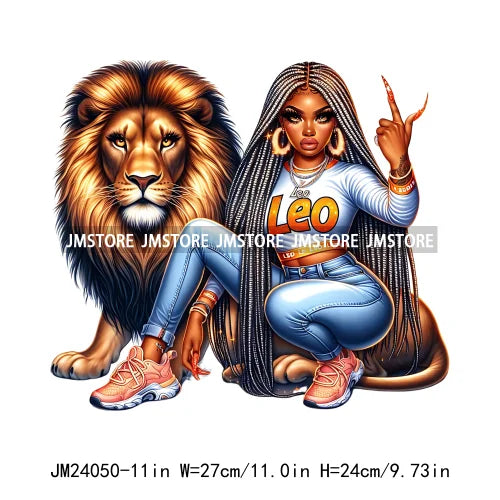 Hip Hop Afro Girl Zodiac Horoscope Signs Astrology Mystical Black Women Iron On DTF Heat Press Transfer Stickers For Clothing