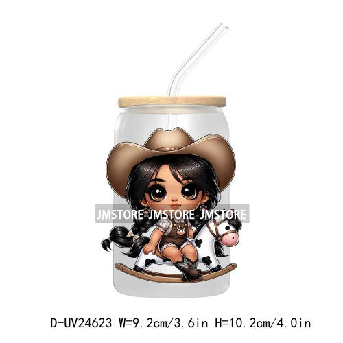 Cowgirl Mexican Baby UV DTF Transfer Stickers Decals For Libbey Glass Cold Cups Mugs Tumbler Custom Waterproof DIY Labels Rose