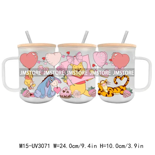 Love Cartoon Copule UV DTF Sticker For 15OZ Mug Libbey Glass Cup Can Wrap Transfer Sticker Custom Label DIY Logo Valentine's Day