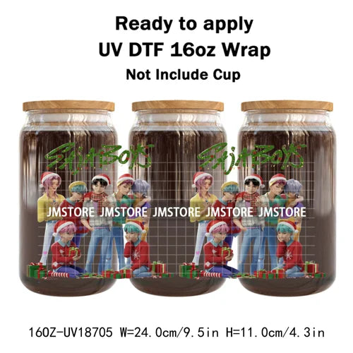 Demon Hunters Kpop Christmas Party UV DTF Stickers Ready To Apply Cup Wrap Durable Custom Prints DIY Craft For Libbey Can Glass