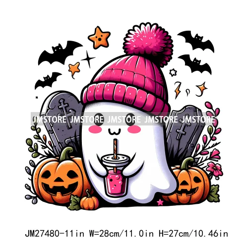 Read Books Flower Bike Music Ghost Sweet Spooky Season Halloween DTF Printing Logos Iron On Transfers Stickers For Hoodies Bags