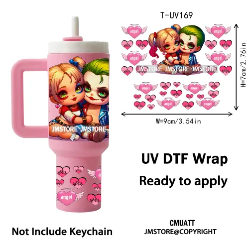 Baby Princess Cartoon Couple Custom UV DTF Stickers Print Tumbler Wraps Ready to Transfer Waterproof For Mini Tumbler Keychain