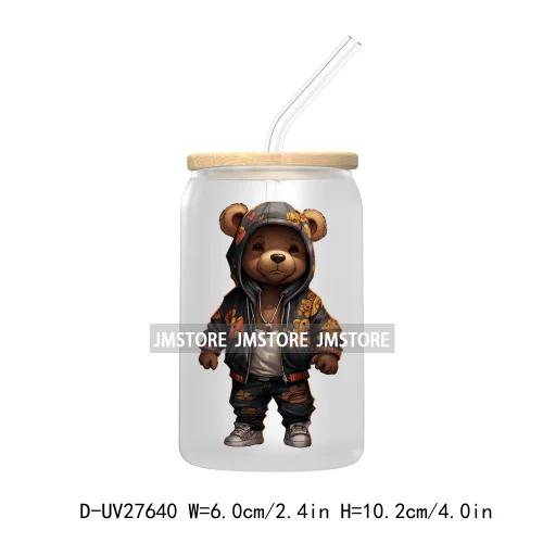 Hip Hop Urban Graffiti Teddy Bear UV DTF Transfer Stickers Decals For Libbey Cold Cups Mugs Tumbler Waterproof Trendy Bears Doll