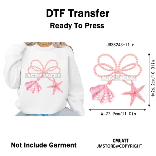 Seashell Sweet Summer Salty Soul Preppy Coastal Coquette Floral Vibes Iron on DTF Transfers Stickers Ready to Press for T-shirts